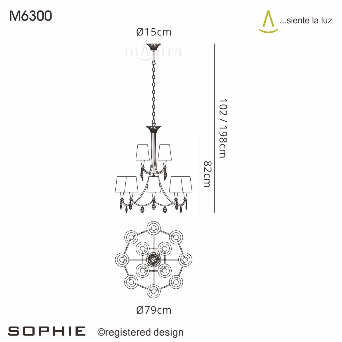 M6300 Mantra Sophie Extra Large 12 Light Silver Chandelier