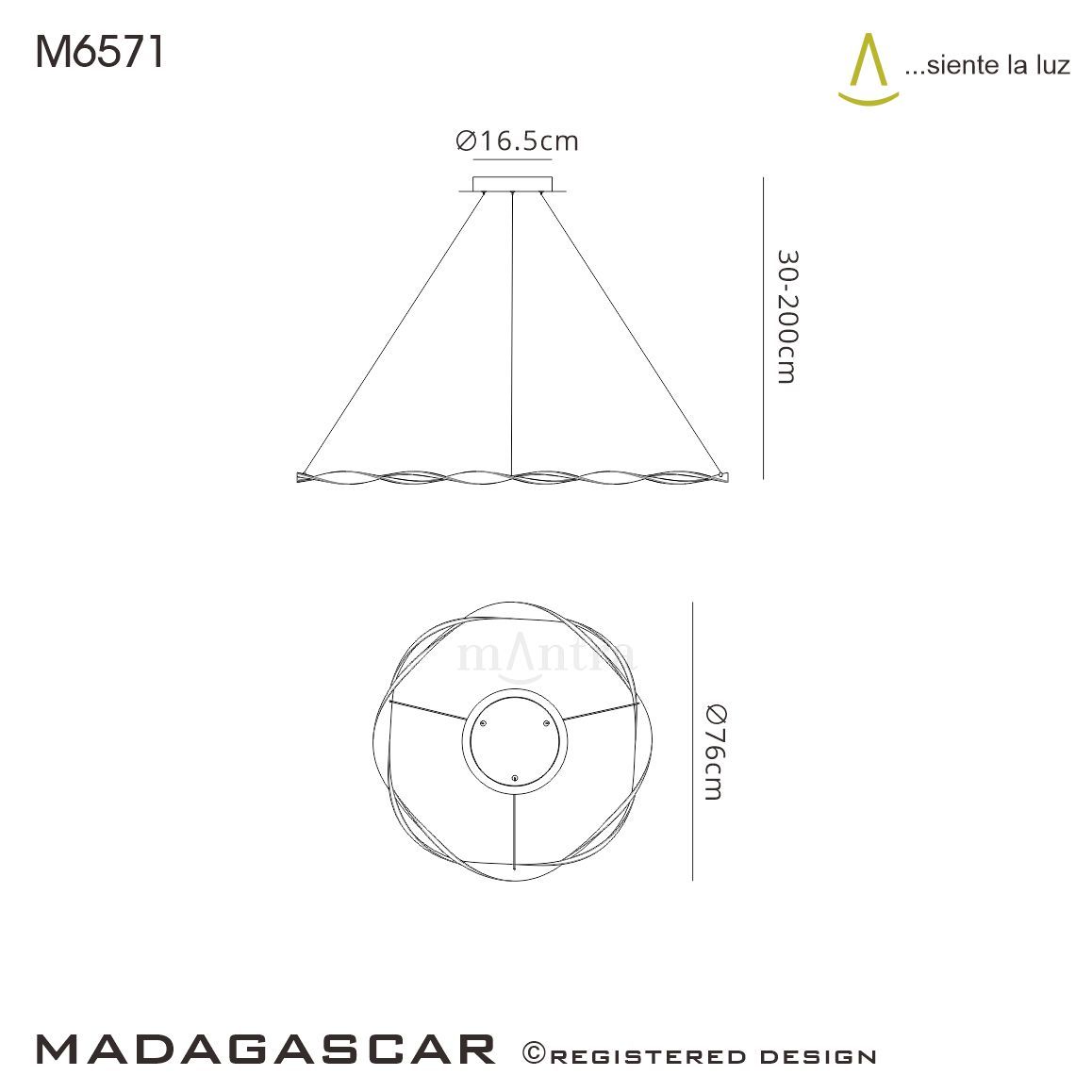 M6571 Mantra Madagascar Medium Ceiling LED White Pendant