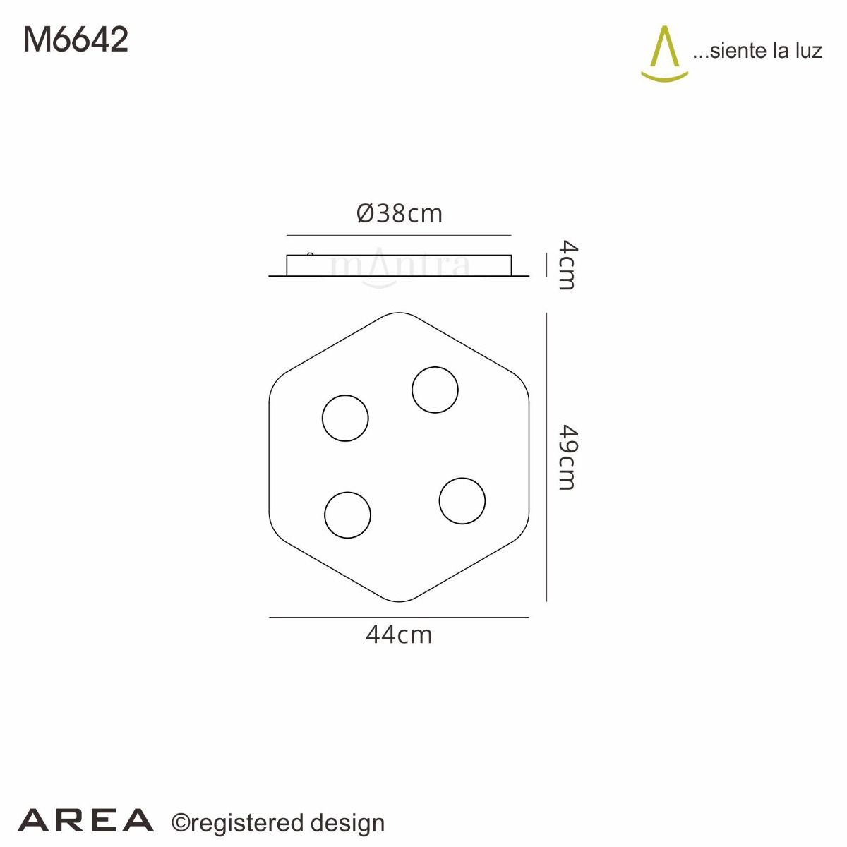 M6642 Mantra Area 4 Light Flush Ceiling Fitting GX53 Sand White