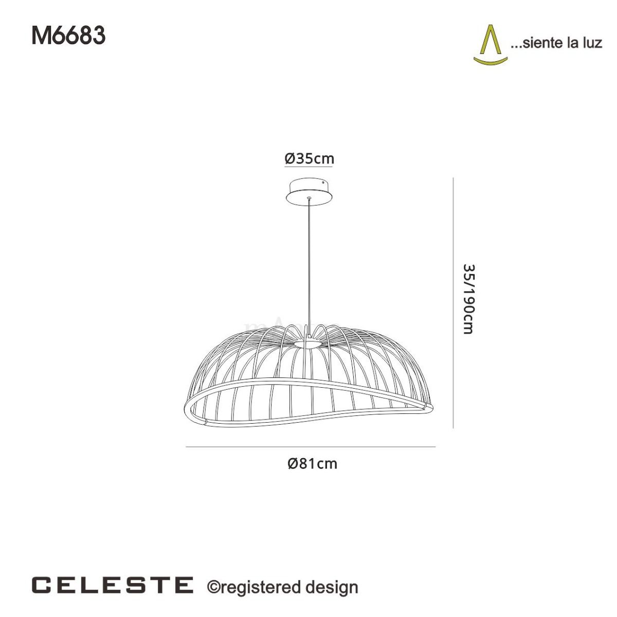 M6683 Mantra Celeste Large Ceiling LED Black Pendant