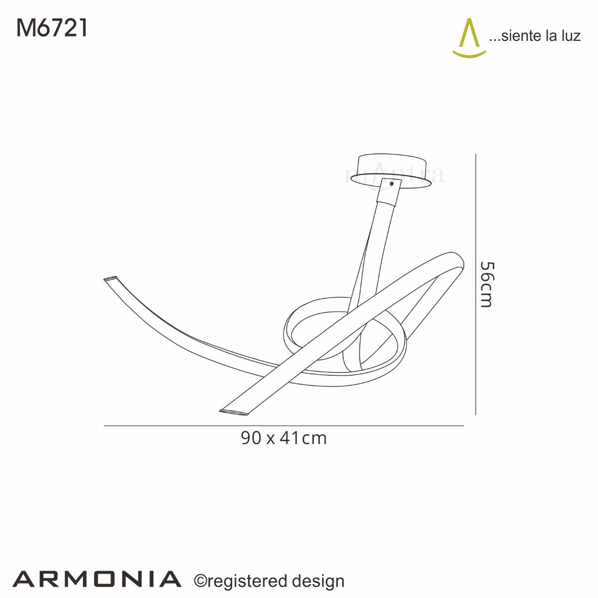 M6721 Mantra Armonia Medium Semi Flush Ceiling Fitting 60W LED 3000K 4500lm White Chrome