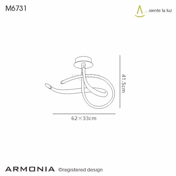 M6731 Mantra Armonia Semi Flush Ceiling Fitting 40W LED 3000K 3000lm White Chrome