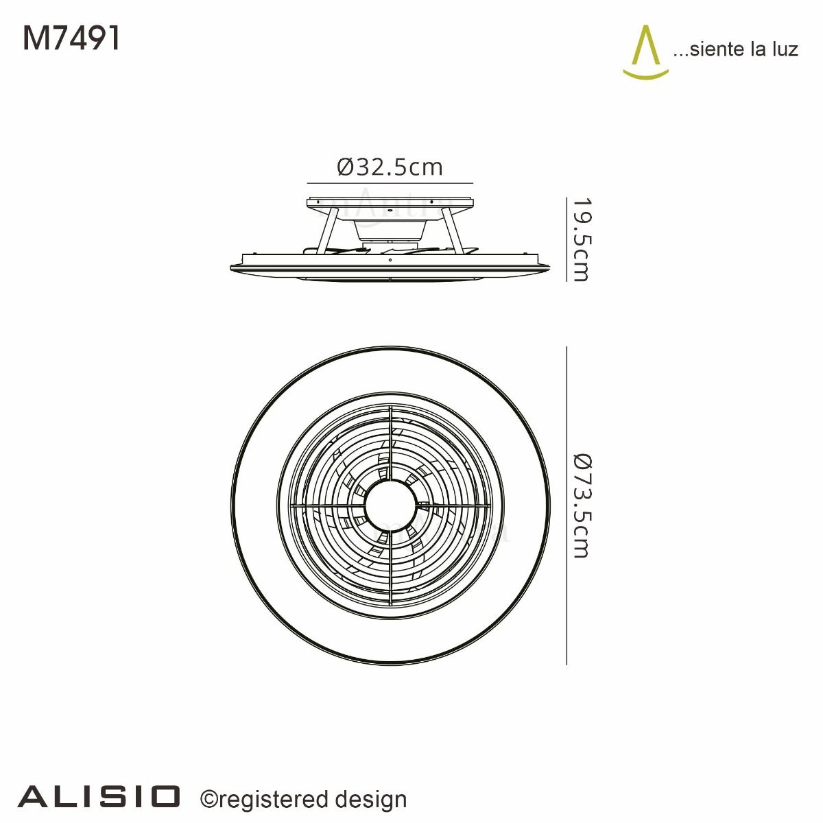 M7491 Mantra Alisio XL Silver Ceiling Fan 95W LED Light Dimmable Remote Controlled