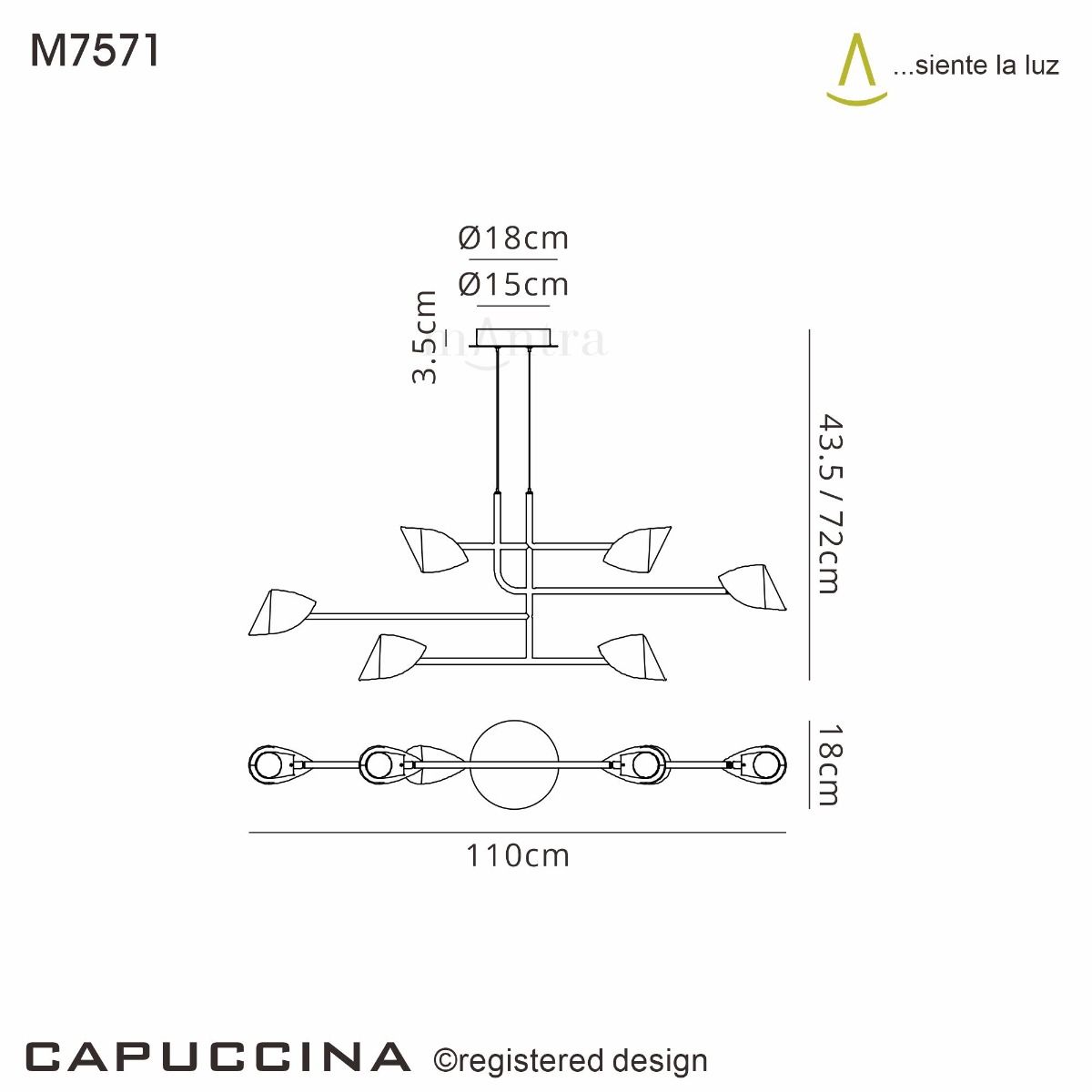 MAN/M7571 Mantra Capuccina 6 Light Linear Pendant White
