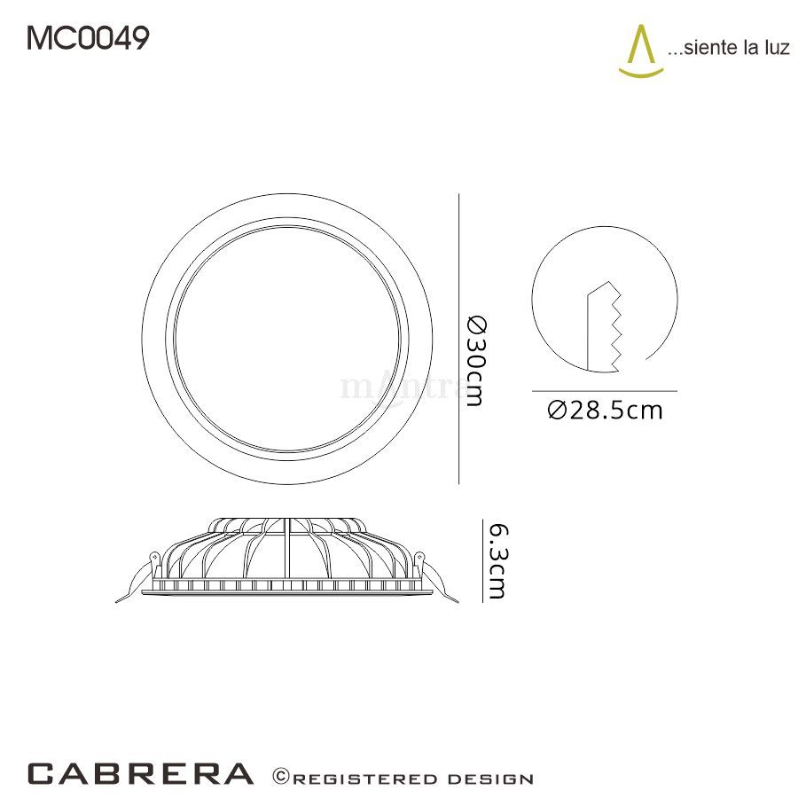 MC0049 Mantra Cabrera 30cm Round Ceiling Downlight 30W LED 3000K 2550lm Matt White