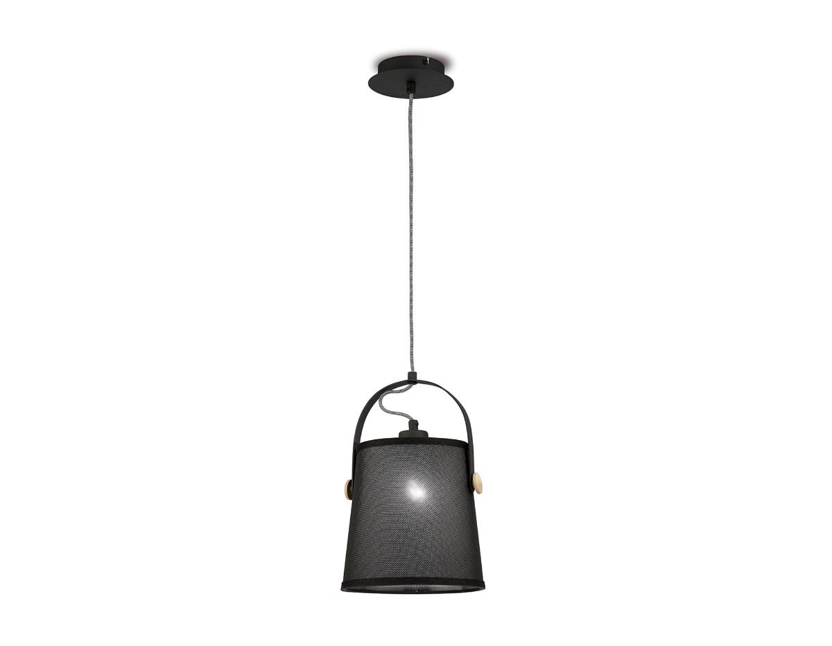 M4927 Mantra Nordica Pendant Black Shade 1 Light E27 Matt Black Beech Black Shade