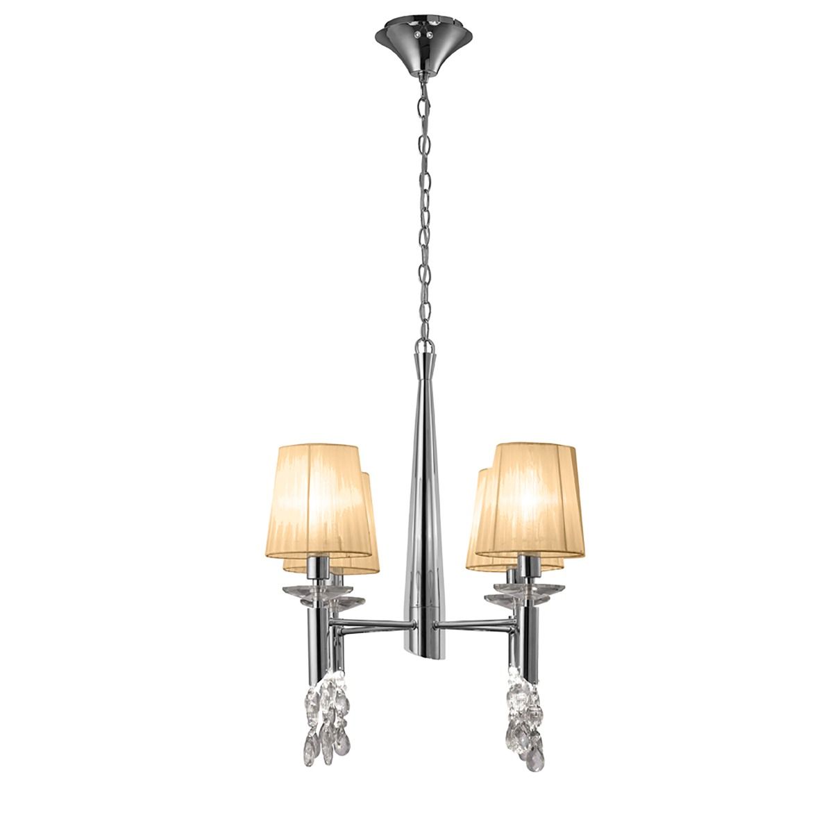 M3852 Mantra Tiffany Pendant Fitting 8 Light Polished Chrome Soft Bronze Shades Clear Crystal